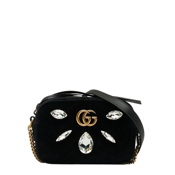 Gucci Handbags - Authentic Gucci Mini Rhinestone Studded Velvet GG Marmont Crossbody Bag